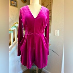 Candies Magenta Pink Velvet Romper